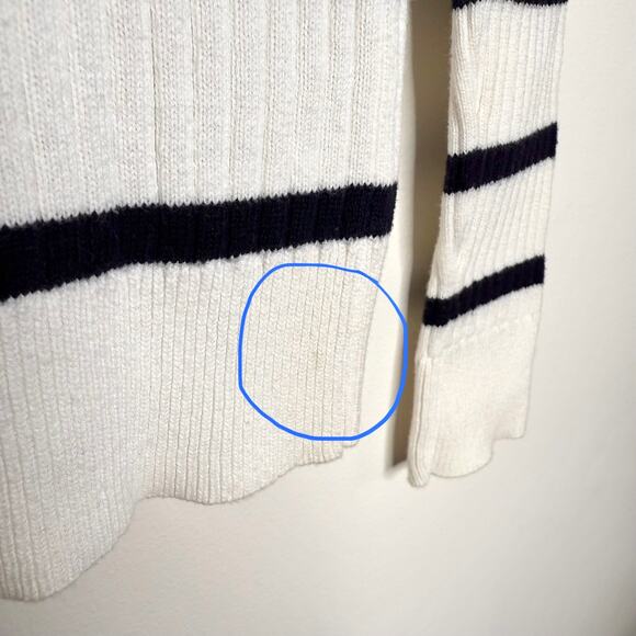 Lauren Ralph Lauren Big Button High Neck Striped Pullover Sweater Small White - Picture 6 of 8